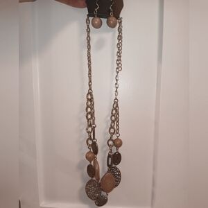 Brown stone and silver necklace